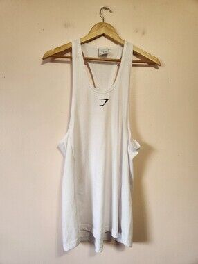 Gymshark Women’s White Racerback Mesh Back Workout Tank Top Size Small EUC